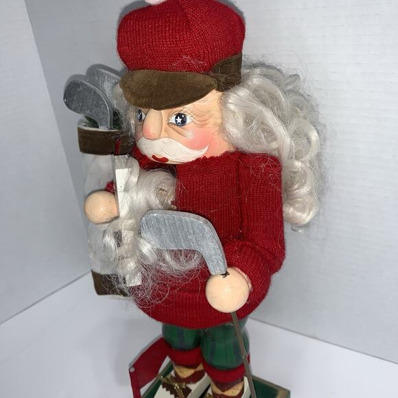 Vintage Rare Nutcracker Golfer Santa Carrying Bag & Club - Picture 4 of 16